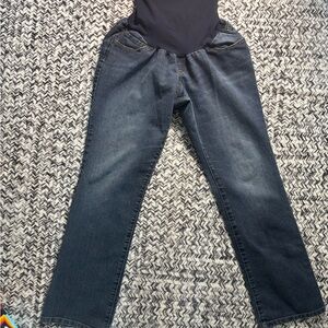 Indigo Blue Women's Straight Leg Maternity Jeans Dark Wash Size Large